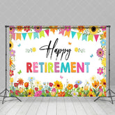 Aperturee - Colorful Spring Flowers Happy Retirement Backdrop